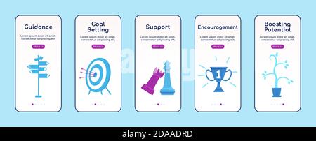 Mentoring onboarding mobile app screen flat vector template Stock Vector