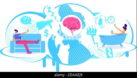 Procrastination, delayed tasks flat concept vector illustration Stock Vector