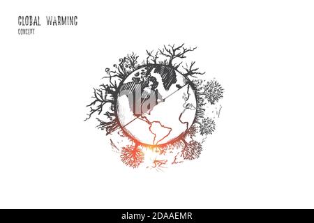 Global warming concept. Hand drawn isolated vector. Stock Vector