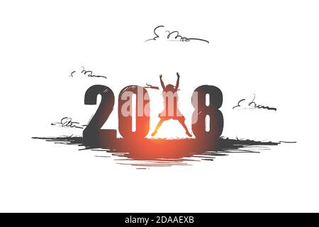 Happy new years concept. Hand drawn isolated vector. Stock Vector
