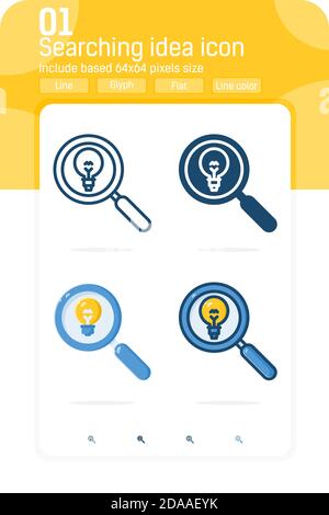 Searching idea business premium icon with multiple style isolated on white background. Vector illustration sign symbol pixel aligned icon concept Stock Vector