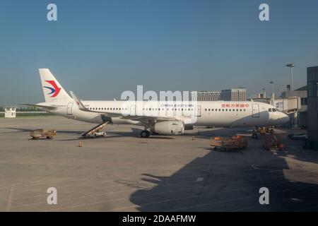 Xian / China - August 5, 2015: Airplane of China Eastern airline at Xian Xianyang International Airport Stock Photo