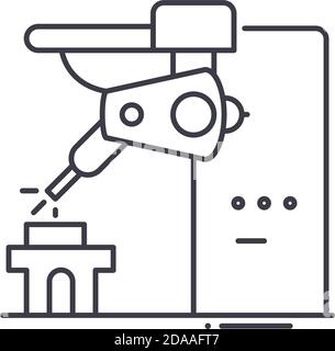 Assembly line icon, linear isolated illustration, thin line vector, web design sign, outline concept symbol with editable stroke on white background. Stock Vector
