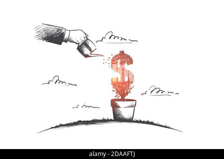 Money making concept. Hand drawn isolated vector. Stock Vector