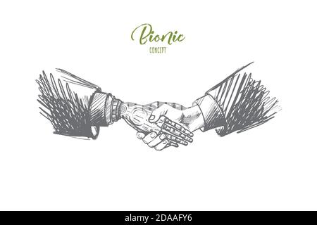 Bionic concept. Hand drawn isolated vector. Stock Vector