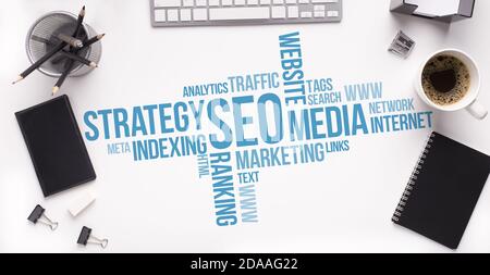Wordcloud With Words Seo And Internet Terms Over White Background Stock Photo