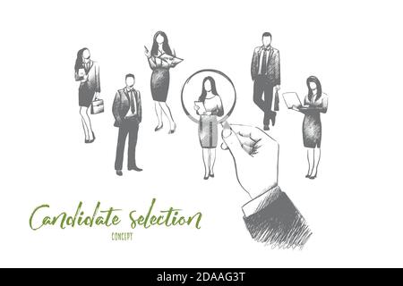 Candidate selection concept. Hand drawn isolated vector. Stock Vector