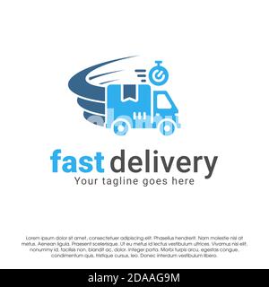 Delivery logo icon design concept template. Fast delivery vector illustration isolated on white background. Truck in motion logo design. Car logo Stock Vector