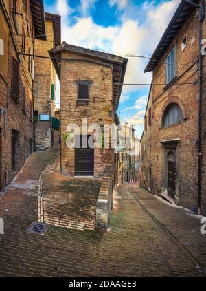 Urbino medieval city street. Unesco world heritage site. Marche region, Italy, Europe. Stock Photo