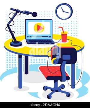 Streamer setup flat concept vector illustration Stock Vector