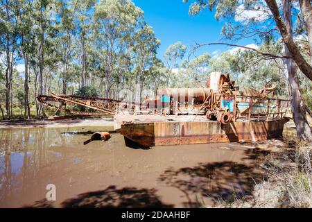 Dredge and Dragline Historical Site in Australia Stock Photo