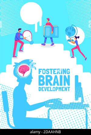 Fostering brain development poster flat vector template Stock Vector