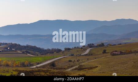 Layers of mountains during the day. Mountains of Azerbaijan Stock Photo