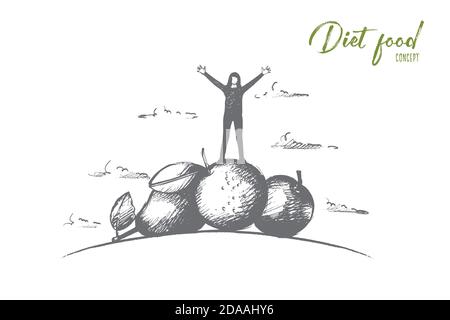 Diet food concept. Hand drawn isolated vector. Stock Vector