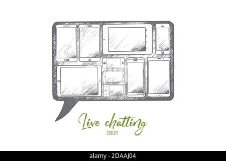 Live chatting concept. Hand drawn isolated vector. Stock Vector
