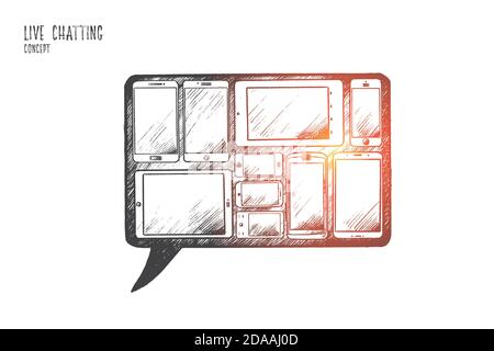 Live chatting concept. Hand drawn isolated vector. Stock Vector