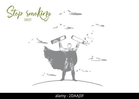 Stop smoking concept. Hand drawn isolated vector. Stock Vector