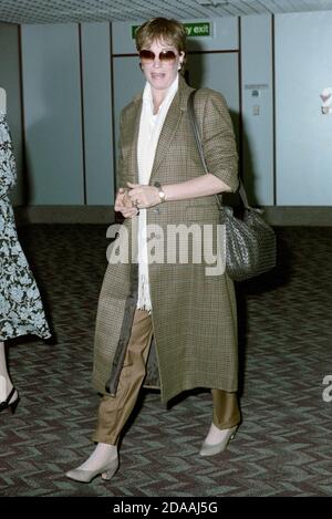English Actress Dame Julie Andrews at London Heathrow Airport July 1989 Stock Photo