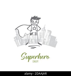 Hand drawn superhero in special costume Stock Vector