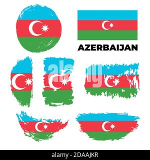 Grunge Azerbaijan flags set. Vector stock illustration Stock Vector