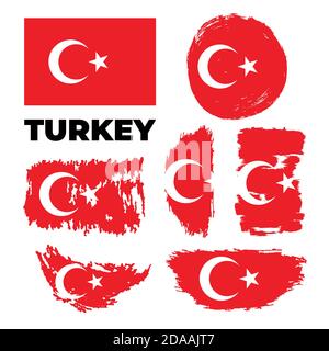 Grunge Turkey flags set. Vector stock illustration  Stock Vector