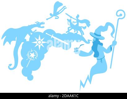 Fantasy tale flat concept vector illustration Stock Vector