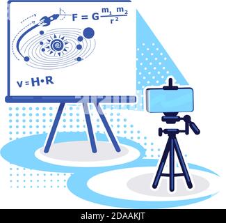 Streaming setup for e learning flat color vector object Stock Vector