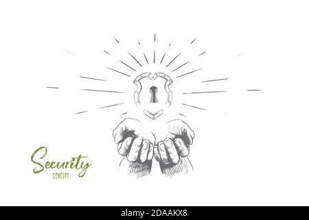 Security concept. Hand drawn isolated vector. Stock Vector