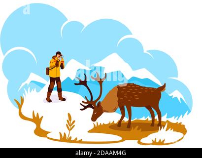 Photography in Alaska 2D vector web banner, poster Stock Vector