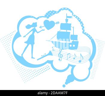 Thought of fairy tale flat concept vector illustration Stock Vector