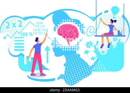 Creative and technical aspects of personality flat concept vector illustration Stock Vector
