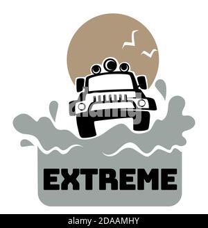Extreme off road adventure, jeep and splashes Stock Vector