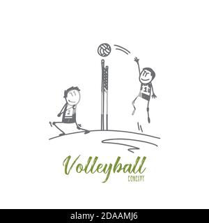 Volleyball concept. Hand drawn isolated vector Stock Vector
