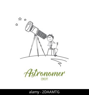 Astronomer concept. Hand drawn isolated vector Stock Vector