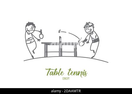 Table tennis concept. Hand drawn isolated vector. Stock Vector