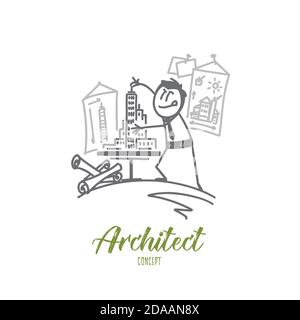 Architect concept. Hand drawn isolated vector Stock Vector