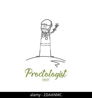 Proctologist concept. Hand drawn isolated vector Stock Vector