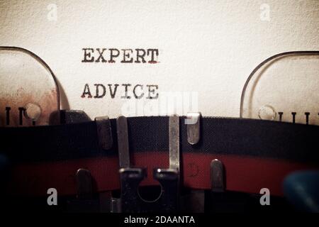 Expert advice phrase written with a typewriter. Stock Photo