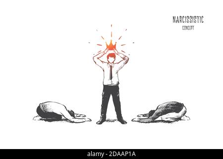 Narcissistic concept. Hand drawn isolated vector. Stock Vector