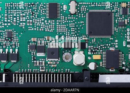 Closeup on computer circuit board. Stock Photo