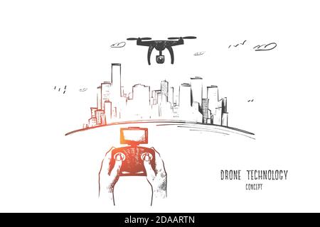 Drone technology concept. Hand drawn isolated vector Stock Vector Image ...