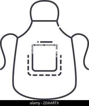 Apron icon, linear isolated illustration, thin line vector, web design sign, outline concept symbol with editable stroke on white background. Stock Vector