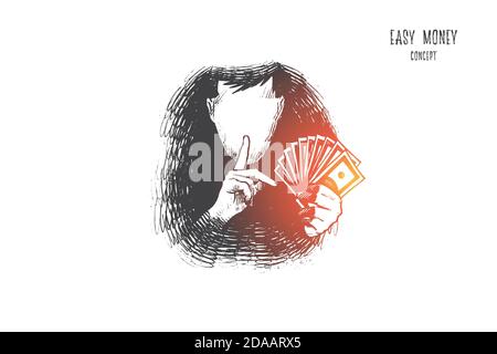 Easy money concept. Hand drawn isolated vector. Stock Vector