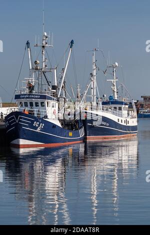 geography / travel, Germany, Schleswig-Holstein, Buesum, fishing cutter at the port, Buesum, Dithmarsc, Additional-Rights-Clearance-Info-Not-Available Stock Photo