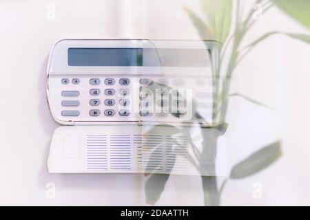 Alarm system in an apartment, house of business office. Surveillance and protection console against rubbery and theft Stock Photo