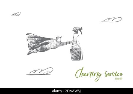 Cleaning service concept. Hand drawn isolated vector. Stock Vector
