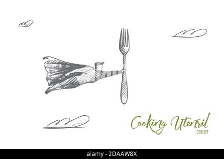 Cooking utensil concept. Hand drawn isolated vector. Stock Vector