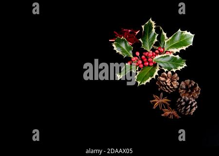 christmas decoration on black background Stock Photo