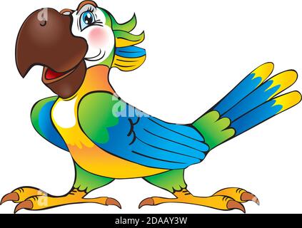 Cartoon happy parrot - Illustration Animal, Bird, Smiling, Illustration, Parrot Stock Vector