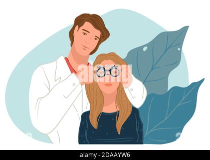 Ophthalmology and checkup at oculist doctor vector Stock Vector